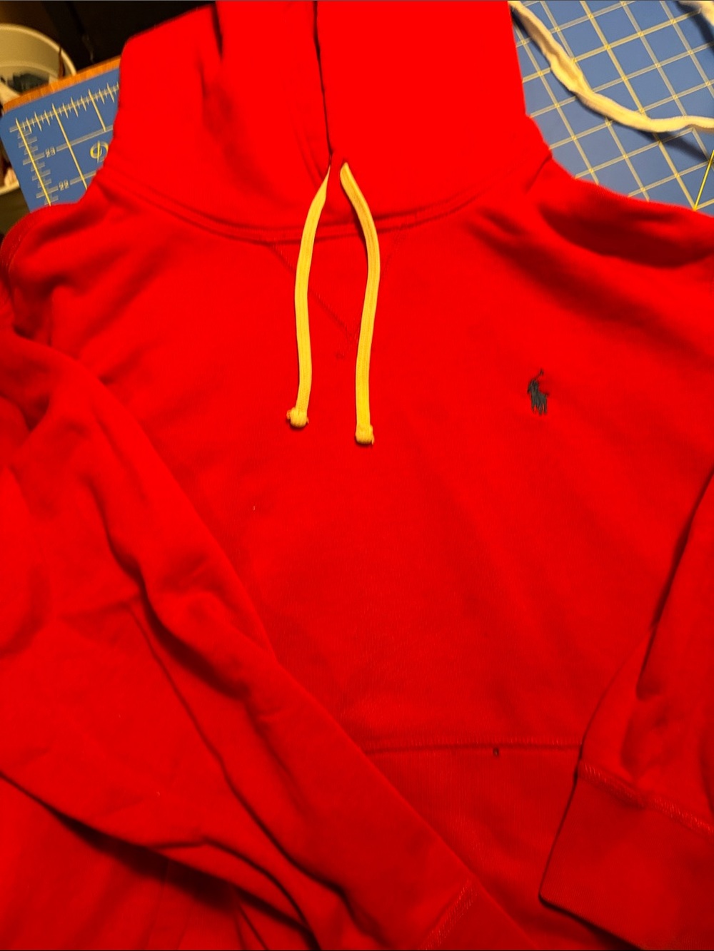 Polo by Ralph Lauren Red Hoodie with Yellow Drawstrings
